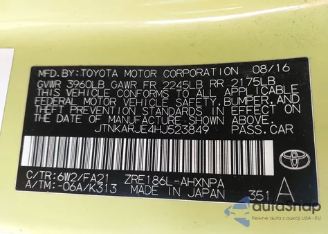 2017 Toyota Corolla Im from USA, damaged, VIN JTNKARJE4HJ523849